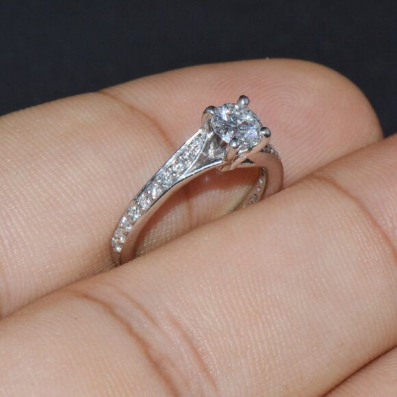 GIA Certified Natural 0.69CTS VVS E Diamond Solid 950 Platinum Designer Ring - Picture 8 of 11